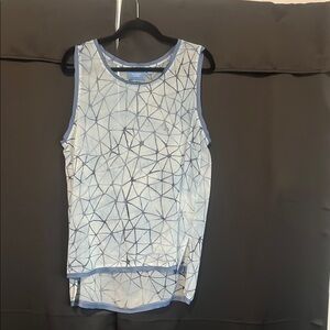 Simply Vera Vera Wang Blue Geometric Sleeveless Blouse Size XL Workwear